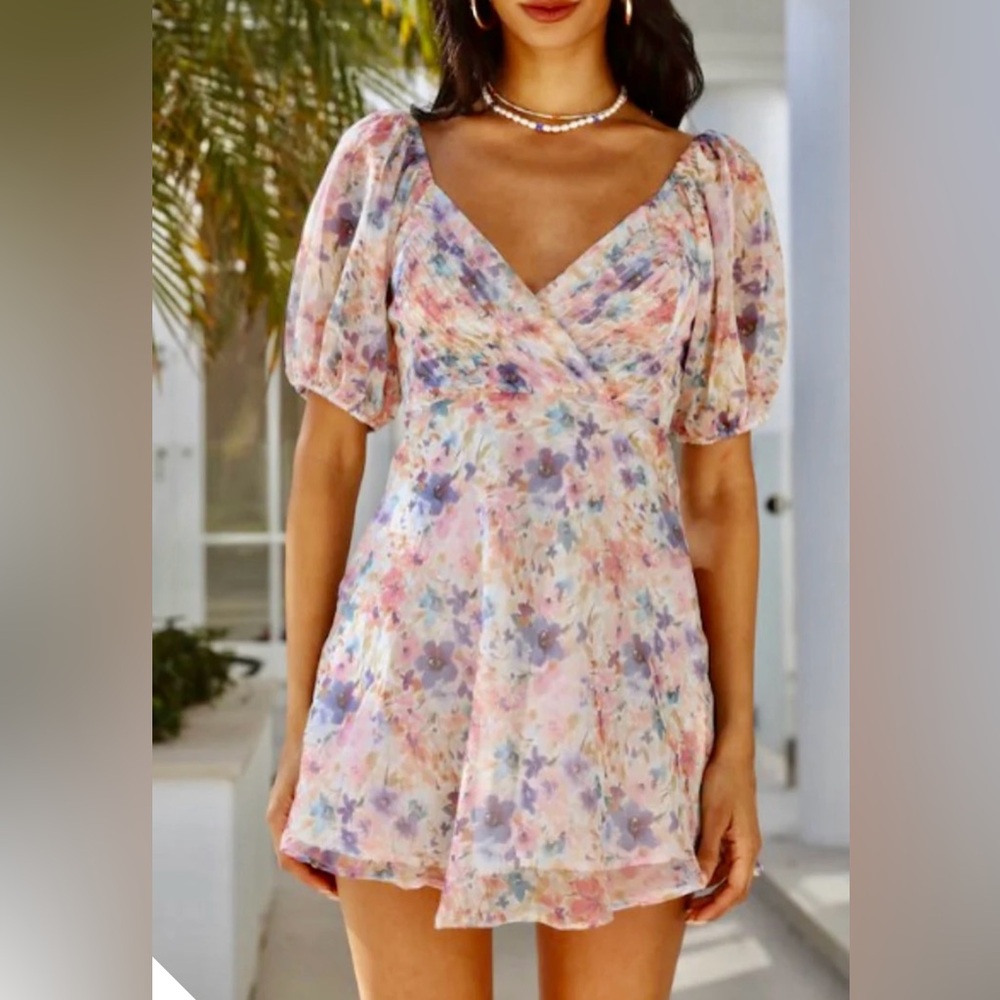 One and Only Collective - Floral Puff Sleeve Mini Dress